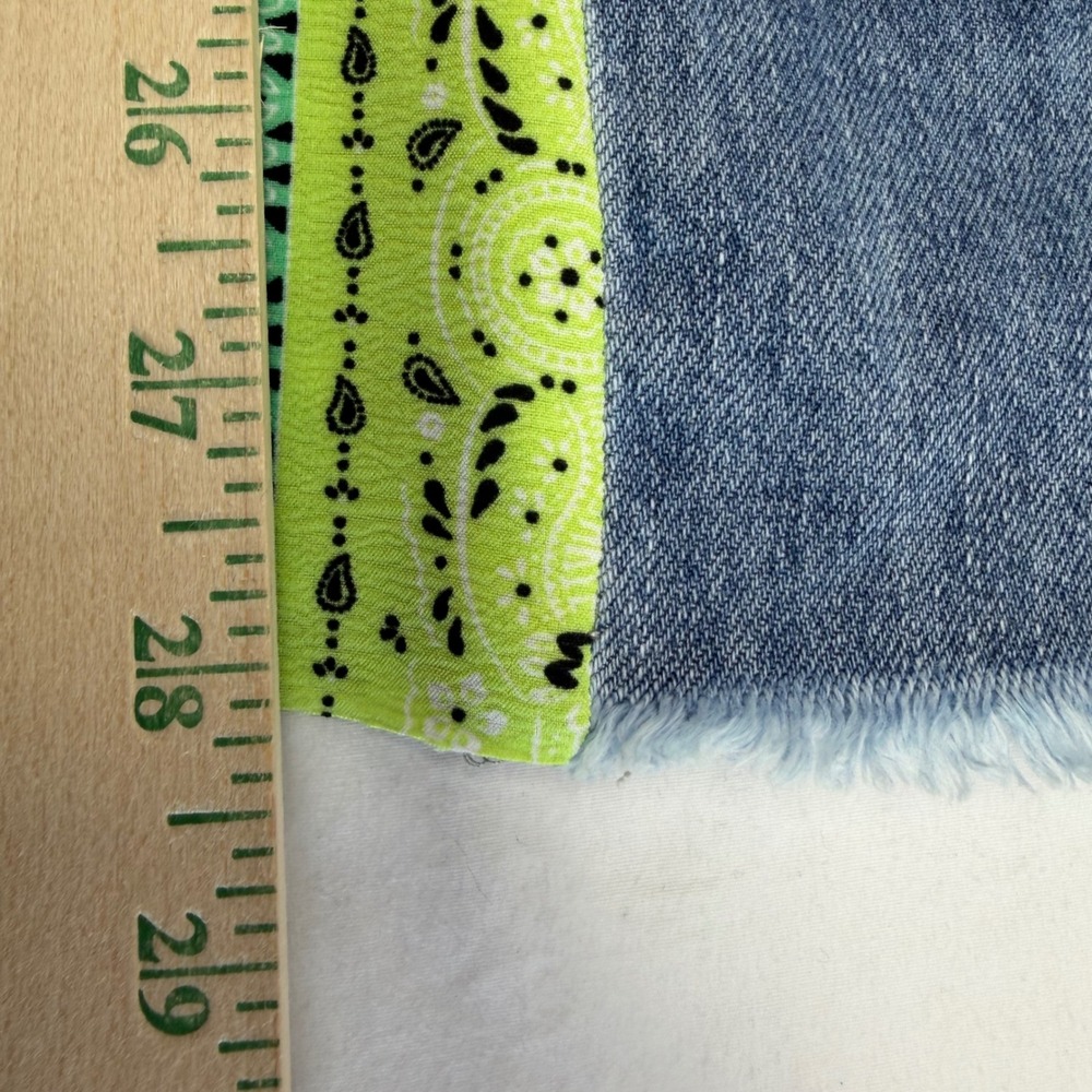 Sage Fig Wide Leg Jeans Womens Small Blue Paisley Patchwork Pleated Raw Hem Boho - Picture 10 of 12